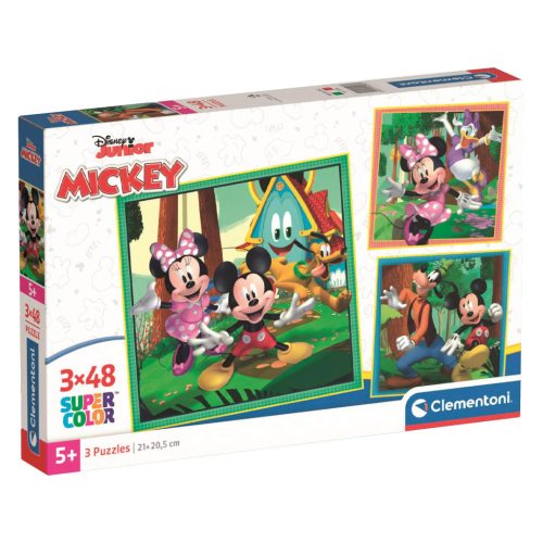 Puzzle, Disney, Mickey és barátai, 3x48 db-os, 29x19 cm dob.