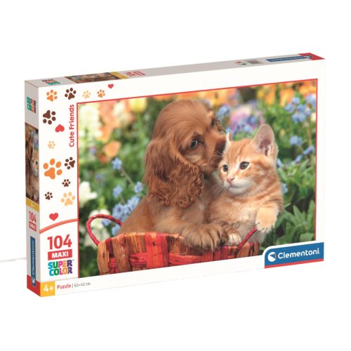 Puzzle, cica és kutya, 104 db-os, maxi, 40x27 cm dob.