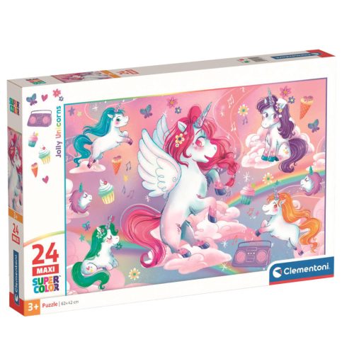 Puzzle, unikornisok, 24 db-os, 40x27 cm dob.