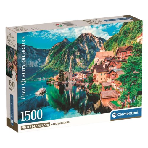 Puzzle, Hallstatt, hegyvidéki táj, poszterrel, 1500 db-os, 28x20 cm dob.