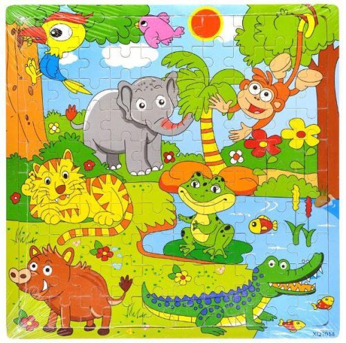 Fa puzzle, mesés, vadállatos, 30x30 cm pvc csom